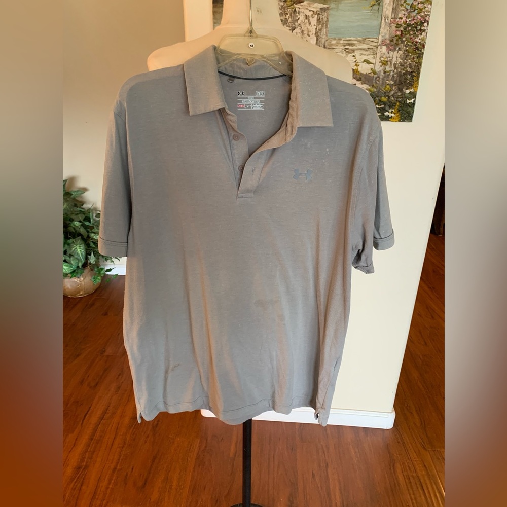 Great heather grey Under Amour polo shirt.
